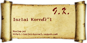 Iszlai Kornél névjegykártya
