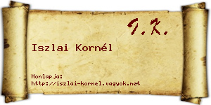 Iszlai Kornél névjegykártya