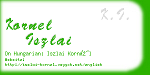 kornel iszlai business card